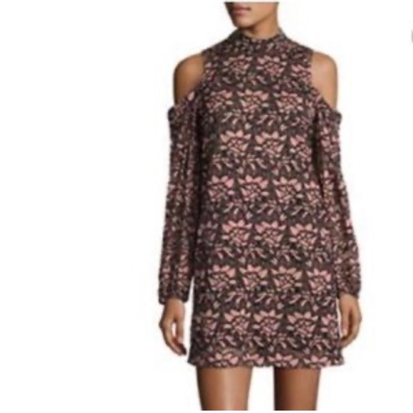 WAYF Pink & Black Lace Cold Shoulder Dress - Picture 2 of 9